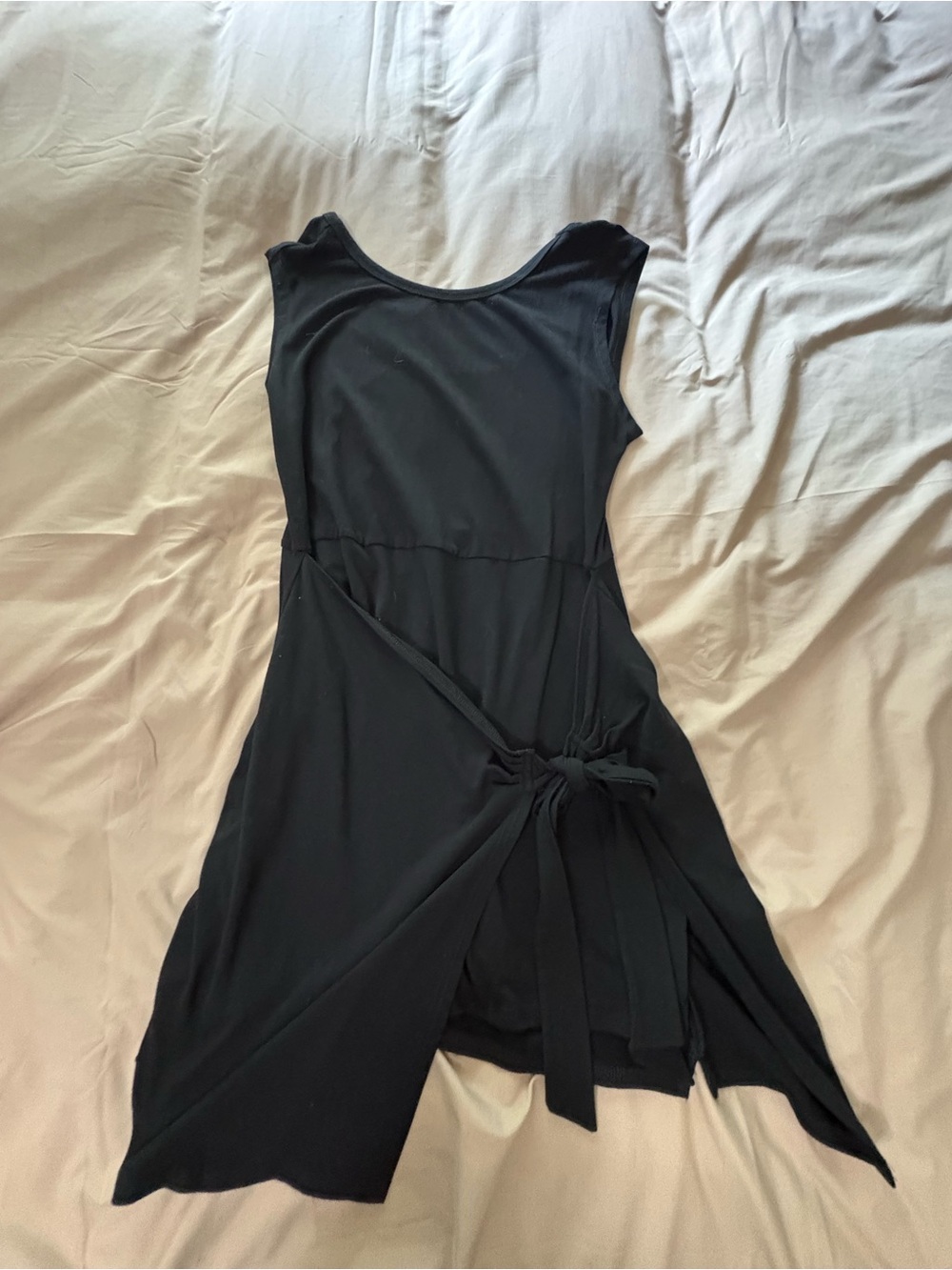Classic Black Tie-Waist Sleeveless Romper Dress